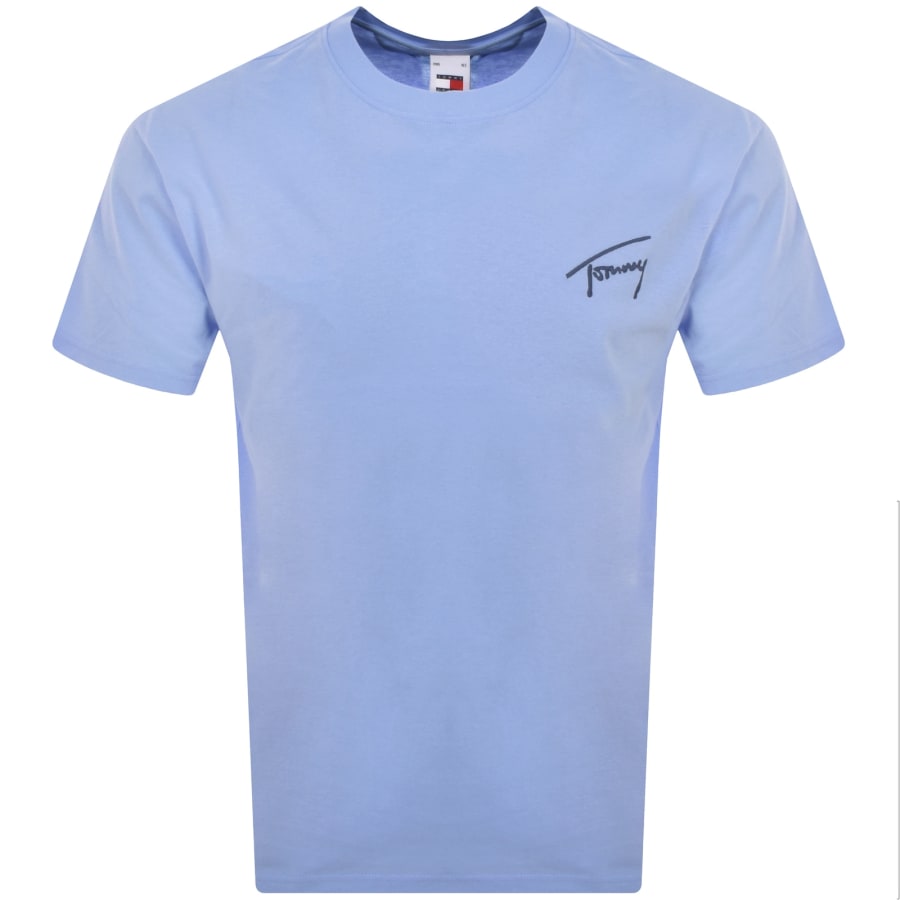 Tommy Jeans Signature Text T Shirt Blue Mainline Menswear United States